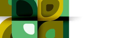 Soyut yuvarlak şekiller ve gölge efektleri tekrarlanan vektör modern geometrik arkaplan kümesi