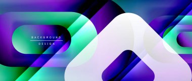 Çizgiler ve modern formlarla vektör geometrik arkaplan. Soyut yuvarlak şekiller, gölge ve ışık efektleri ile akışkan eğimli