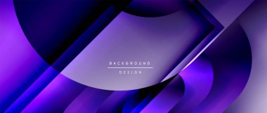 Çizgiler ve modern formlarla vektör geometrik arkaplan. Soyut yuvarlak şekiller, gölge ve ışık efektleri ile akışkan eğimli