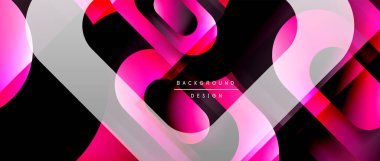 Çizgiler ve modern formlarla vektör geometrik arkaplan. Soyut yuvarlak şekiller, gölge ve ışık efektleri ile akışkan eğimli