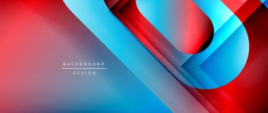 Çizgiler ve modern formlarla vektör geometrik arkaplan. Soyut yuvarlak şekiller, gölge ve ışık efektleri ile akışkan eğimli