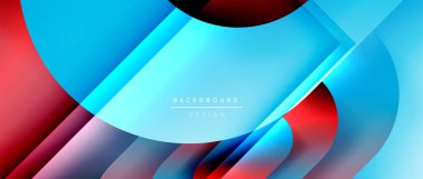 Çizgiler ve modern formlarla vektör geometrik arkaplan. Soyut yuvarlak şekiller, gölge ve ışık efektleri ile akışkan eğimli