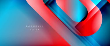 Çizgiler ve modern formlarla vektör geometrik arkaplan. Soyut yuvarlak şekiller, gölge ve ışık efektleri ile akışkan eğimli