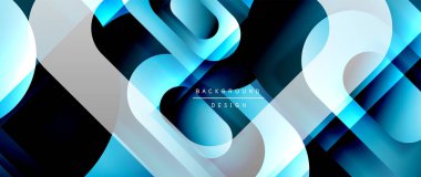 Çizgiler ve modern formlarla vektör geometrik arkaplan. Soyut yuvarlak şekiller, gölge ve ışık efektleri ile akışkan eğimli