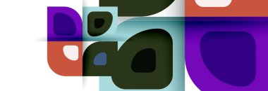 Soyut yuvarlak şekiller ve gölge efektleri tekrarlanan vektör modern geometrik arkaplan kümesi