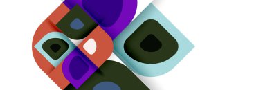 Soyut yuvarlak şekiller ve gölge efektleri tekrarlanan vektör modern geometrik arkaplan kümesi