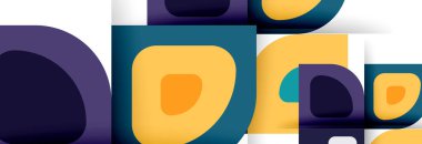 Soyut yuvarlak şekiller ve gölge efektleri tekrarlanan vektör modern geometrik arkaplan kümesi