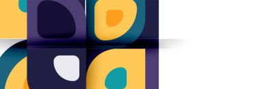 Soyut yuvarlak şekiller ve gölge efektleri tekrarlanan vektör modern geometrik arkaplan kümesi