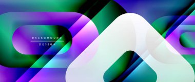 Çizgiler ve modern formlarla vektör geometrik arkaplan. Soyut yuvarlak şekiller, gölge ve ışık efektleri ile akışkan eğimli