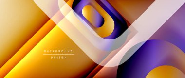 Çizgiler ve modern formlarla vektör geometrik arkaplan. Soyut yuvarlak şekiller, gölge ve ışık efektleri ile akışkan eğimli