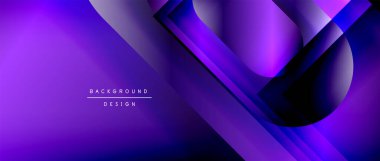 Çizgiler ve modern formlarla vektör geometrik arkaplan. Soyut yuvarlak şekiller, gölge ve ışık efektleri ile akışkan eğimli