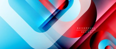 Çizgiler ve modern formlarla vektör geometrik arkaplan. Soyut yuvarlak şekiller, gölge ve ışık efektleri ile akışkan eğimli