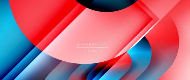 Çizgiler ve modern formlarla vektör geometrik arkaplan. Soyut yuvarlak şekiller, gölge ve ışık efektleri ile akışkan eğimli