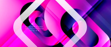 Çizgiler ve modern formlarla vektör geometrik arkaplan. Soyut yuvarlak şekiller, gölge ve ışık efektleri ile akışkan eğimli