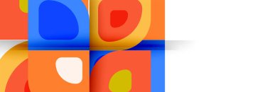 Soyut yuvarlak şekiller ve gölge efektleri tekrarlanan vektör modern geometrik arkaplan kümesi