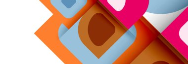 Soyut yuvarlak şekiller ve gölge efektleri tekrarlanan vektör modern geometrik arkaplan kümesi