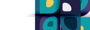 Soyut yuvarlak şekiller ve gölge efektleri tekrarlanan vektör modern geometrik arkaplan kümesi