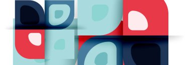 Soyut yuvarlak şekiller ve gölge efektleri tekrarlanan vektör modern geometrik arkaplan kümesi