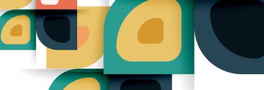 Soyut yuvarlak şekiller ve gölge efektleri tekrarlanan vektör modern geometrik arkaplan kümesi