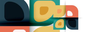 Soyut yuvarlak şekiller ve gölge efektleri tekrarlanan vektör modern geometrik arkaplan kümesi