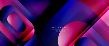 Çizgiler ve modern formlarla vektör geometrik arkaplan. Soyut yuvarlak şekiller, gölge ve ışık efektleri ile akışkan eğimli