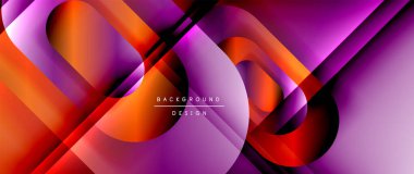 Çizgiler ve modern formlarla vektör geometrik arkaplan. Soyut yuvarlak şekiller, gölge ve ışık efektleri ile akışkan eğimli