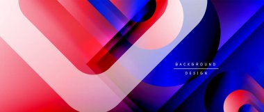 Çizgiler ve modern formlarla vektör geometrik arkaplan. Soyut yuvarlak şekiller, gölge ve ışık efektleri ile akışkan eğimli