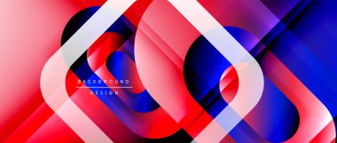 Çizgiler ve modern formlarla vektör geometrik arkaplan. Soyut yuvarlak şekiller, gölge ve ışık efektleri ile akışkan eğimli