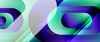 Çizgiler ve modern formlarla vektör geometrik arkaplan. Soyut yuvarlak şekiller, gölge ve ışık efektleri ile akışkan eğimli