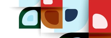 Soyut yuvarlak şekiller ve gölge efektleri tekrarlanan vektör modern geometrik arkaplan kümesi