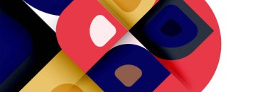 Soyut yuvarlak şekiller ve gölge efektleri tekrarlanan vektör modern geometrik arkaplan kümesi