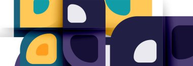 Soyut yuvarlak şekiller ve gölge efektleri tekrarlanan vektör modern geometrik arkaplan kümesi