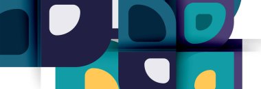 Soyut yuvarlak şekiller ve gölge efektleri tekrarlanan vektör modern geometrik arkaplan kümesi