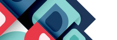 Soyut yuvarlak şekiller ve gölge efektleri tekrarlanan vektör modern geometrik arkaplan kümesi