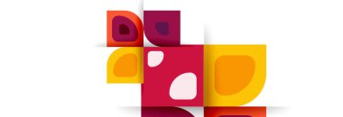 Soyut yuvarlak şekiller ve gölge efektleri tekrarlanan vektör modern geometrik arkaplan kümesi