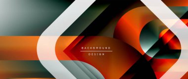 Çizgiler ve modern formlarla vektör geometrik arkaplan. Soyut yuvarlak şekiller, gölge ve ışık efektleri ile akışkan eğimli