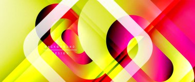 Çizgiler ve modern formlarla vektör geometrik arkaplan. Soyut yuvarlak şekiller, gölge ve ışık efektleri ile akışkan eğimli