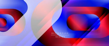 Çizgiler ve modern formlarla vektör geometrik arkaplan. Soyut yuvarlak şekiller, gölge ve ışık efektleri ile akışkan eğimli