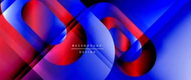 Çizgiler ve modern formlarla vektör geometrik arkaplan. Soyut yuvarlak şekiller, gölge ve ışık efektleri ile akışkan eğimli