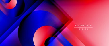 Çizgiler ve modern formlarla vektör geometrik arkaplan. Soyut yuvarlak şekiller, gölge ve ışık efektleri ile akışkan eğimli