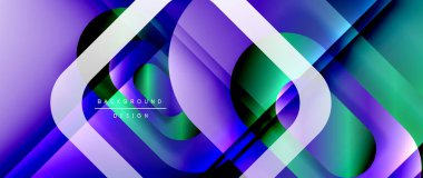 Çizgiler ve modern formlarla vektör geometrik arkaplan. Soyut yuvarlak şekiller, gölge ve ışık efektleri ile akışkan eğimli