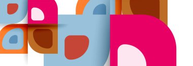 Soyut yuvarlak şekiller ve gölge efektleri tekrarlanan vektör modern geometrik arkaplan kümesi