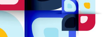 Soyut yuvarlak şekiller ve gölge efektleri tekrarlanan vektör modern geometrik arkaplan kümesi