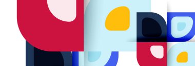 Soyut yuvarlak şekiller ve gölge efektleri tekrarlanan vektör modern geometrik arkaplan kümesi