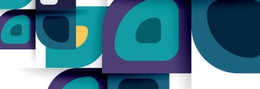 Soyut yuvarlak şekiller ve gölge efektleri tekrarlanan vektör modern geometrik arkaplan kümesi