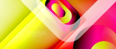 Çizgiler ve modern formlarla vektör geometrik arkaplan. Soyut yuvarlak şekiller, gölge ve ışık efektleri ile akışkan eğimli