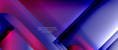 Çizgiler ve modern formlarla vektör geometrik arkaplan. Soyut yuvarlak şekiller, gölge ve ışık efektleri ile akışkan eğimli