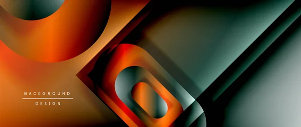 Vector geometrische abstracte achtergrond met lijnen en moderne vormen. Vloeibare gradiënt met abstracte ronde vormen en schaduw en lichteffecten — Stockvector