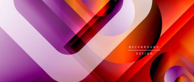 Çizgiler ve modern formlarla vektör geometrik arkaplan. Soyut yuvarlak şekiller, gölge ve ışık efektleri ile akışkan eğimli