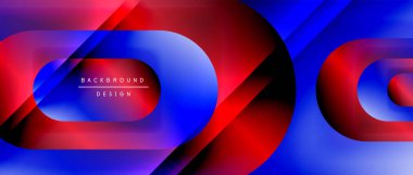 Çizgiler ve modern formlarla vektör geometrik arkaplan. Soyut yuvarlak şekiller, gölge ve ışık efektleri ile akışkan eğimli